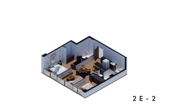 Archandel San Pedro de los Pinos — Tipo 2E-2 · 2 recámaras · 2 baños · 70 – 76 m²