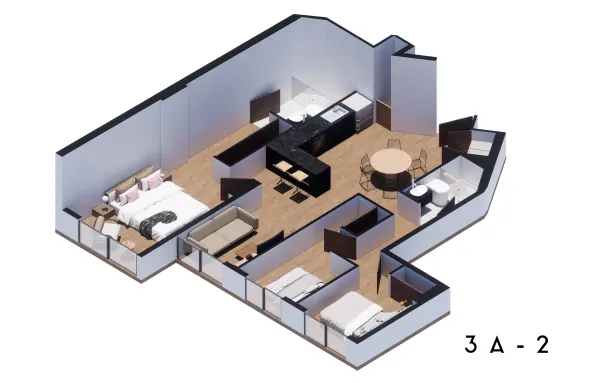 Archandel San Pedro de los Pinos — Tipo 3A-2 · 3 recámaras · 2 baños · 102 – 108 m²