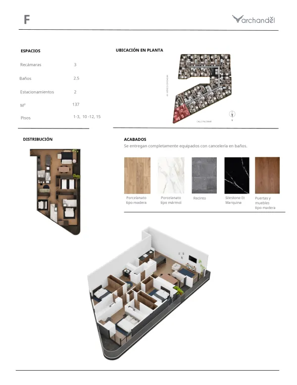 Archandel del Valle — Tipo F · 3 recámaras · 2.5 baños · 121 – 137 m²