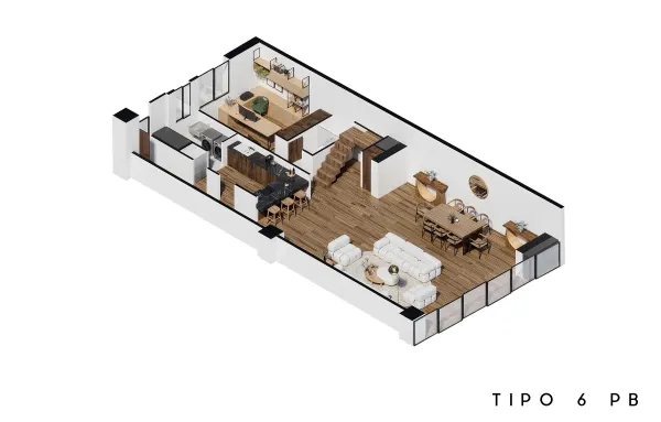 Archandel Parque México — Penthouse tipo 6 · planta baja · 2 recámaras · 3.5 baños · 286 m²