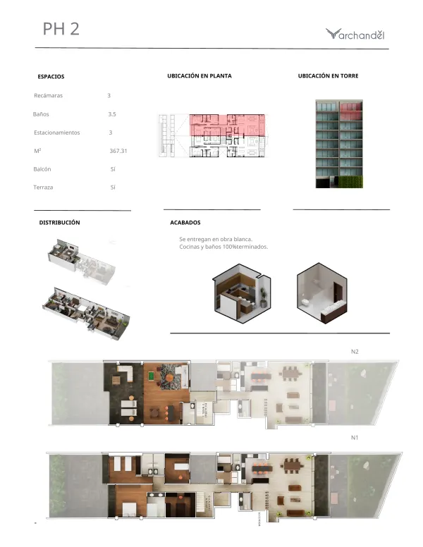 Archandel Ahuehuetes 450 — Penthouse 2 · 3 recámaras · 3.5 baños · 367.31 m²