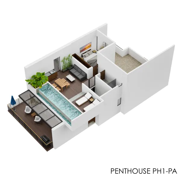 KAAY Tulum — Penthouse PH1 · planta alta con alberca privada